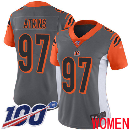 Cincinnati Bengals Limited Silver Women Geno Atkins Jersey NFL Footballl #97 100th Season Inverted Legend->cincinnati bengals->NFL Jersey